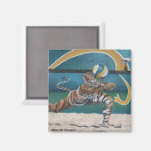 Chat Guerrier Jouer Beach Volleyball Magnet (Recto/Verso)