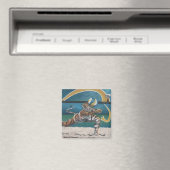 Chat Guerrier Jouer Beach Volleyball Magnet (In Situ (Lave-vaisselle))