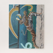 Chat Guerrier Jouer Volleyball Grand Puzzle d'Art (Vertical)