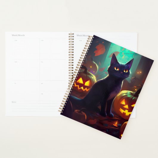 Chat Halloween Tuxedo Avec Peur Citrouille (Devant avec enveloppe)