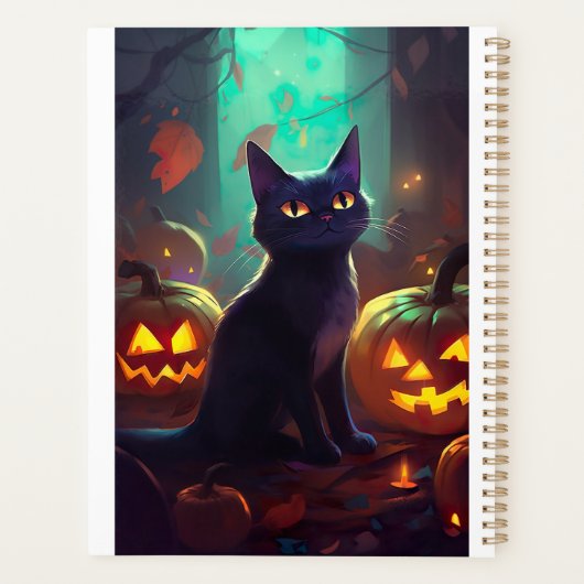 Chat Halloween Tuxedo Avec Peur Citrouille (Dos)