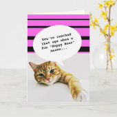 Chat Happy Hour Obtenir Vieux Amusant Carte Annive (Fleur jaune)