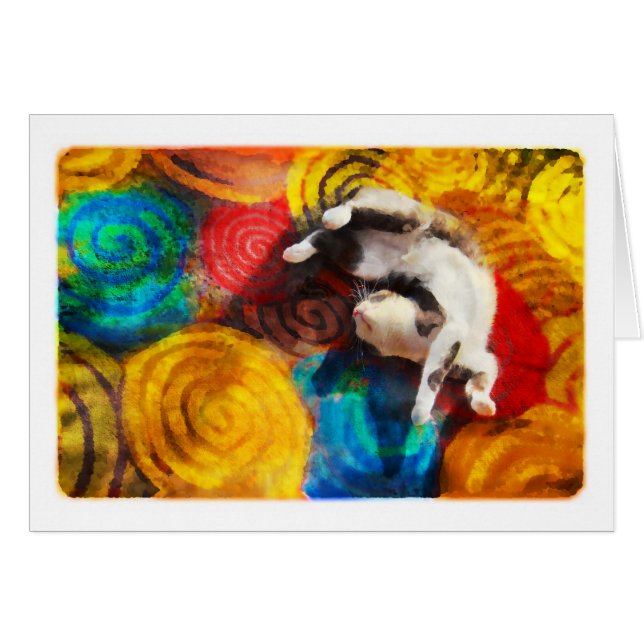 Chat heureux, carte (Devant horizontal)