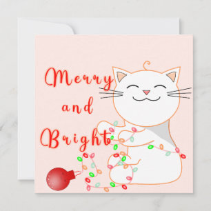 Chat Heureux Jouant Avec Lumière LED Carte Plate
