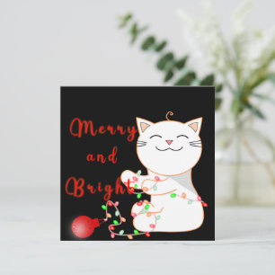Chat Heureux Jouant Avec Lumière LED Carte Plate