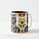 Chat Hippie Boho avec Écharpe 11 oz de Mug (Devant droit)