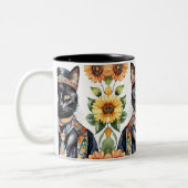 Chat Hippie Boho avec Écharpe 11 oz de Mug (Gauche)