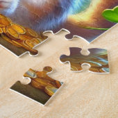 Chat irlandais avec Pot or et Puzzle arc-en-ciel (Côté)