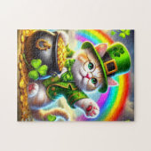 Chat irlandais avec Pot or et Puzzle arc-en-ciel (Horizontal)