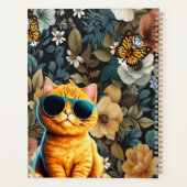 Chat jaune et papillons sur Arrière - plan floral (Dos)