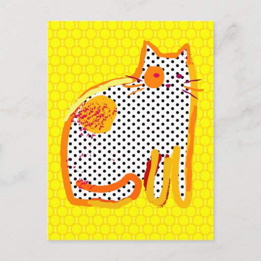'chat jaune' peinture numérique Carte postale (Devant)