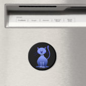 Chat joli bleu souriant sur aimant noir (In Situ (Lave-vaisselle))