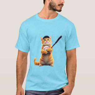 Chat jouant au T-shirt de baseball