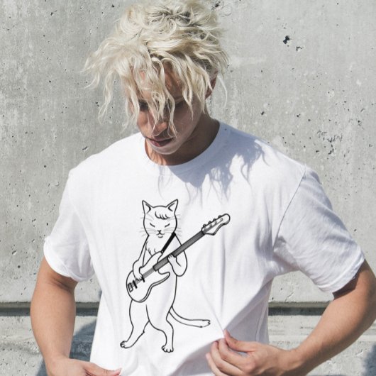CHAT JOUER BASS GUITAR T-SHIRTS