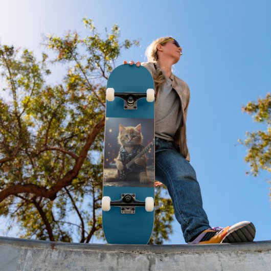 CHAT JOUER GUITAR SKATEBOARD DECK (Extérieur 1)