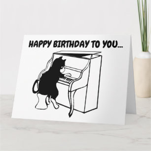 CHAT JOUER PIANO CARTES D'ANNIVERSAIRE