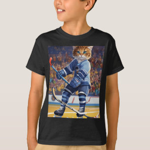 Chat Jouer T-shirt de base pour enfants de hockey