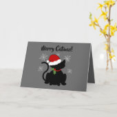 Chat | "Joyeux Noël ! Carte de Noël 5 po x 7 po (Fleur jaune)