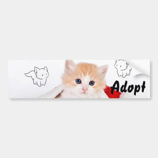 Chat Kitten Chien Adopter le pare-chocs Sticker (Devant)
