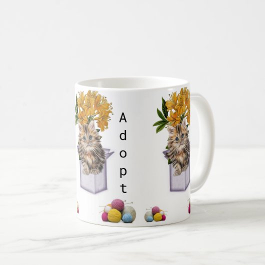 Chat Kitten Fil et chat Adoption Mug (Devant droit)
