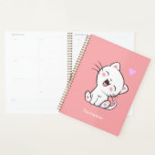 Chat Kitty adorable sur un planificateur rose clai (Devant avec enveloppe)