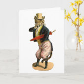 Chat Kitty bien habillé Drôle Bonne carte d'annive (Fleur jaune)