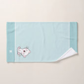 Chat Kitty & Monogram sur serviettes de bain bleu (Serviette à main)