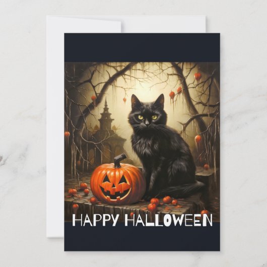 Chat Kitty noir Halloween Invitations Bash (Dos)