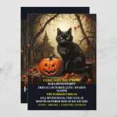 Chat Kitty noir Halloween Invitations Bash (Devant / Derrière)