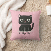 Chat Kitty noir mignon Coussin rose (Couverture)