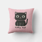 Chat Kitty noir mignon Coussin rose (Verso)