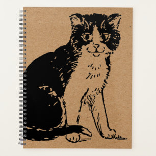 Chat Kitty sur papier brun Beaux-Arts