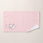 Chat Kitty & Texte de nom sur rose clair (Serviette à main)