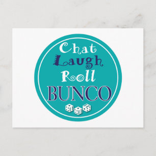 chat, lacht, rol - bunco briefkaart