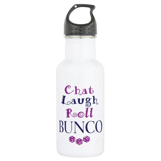 chat, lacht, rol - bunco waterfles  (Voorkant)