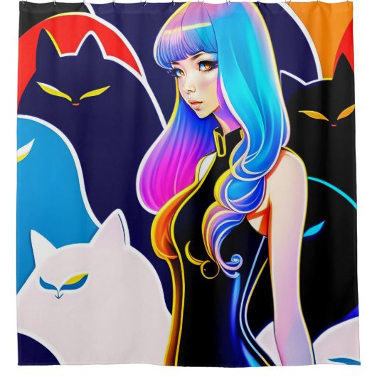 Chat Lady Douche Rideau Avec Douche (Devant)