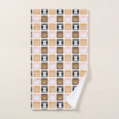 Chat, lapin, chien et motif d'ours (Serviette à main)