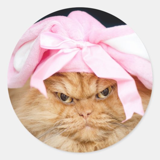Chat lapin Sticker Rond Classique de Pâques (Devant)
