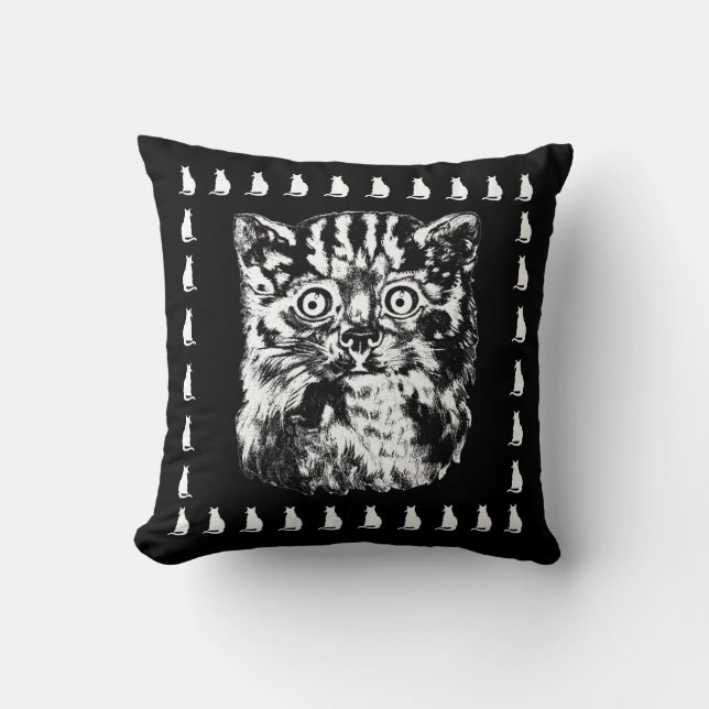 Chat large amusant Chat noir et blanc Coussin de c (Recto)