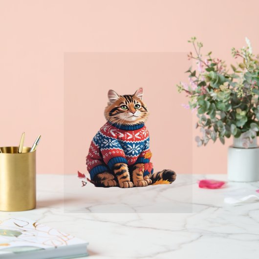 Chat Leaf Automne Bonjour Automne Funny Chat Kitte (Mariage)