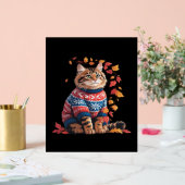 Chat Leaf Automne Bonjour Automne Funny Chat Kitte (Mariage)