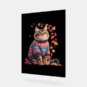 Chat Leaf Automne Bonjour Automne Funny Chat Kitte (Angle)
