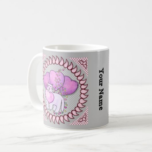 Chat Love Coeur mug (Devant gauche)