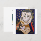 Chat Madonna et enfant, famille sainte, carte de N (Devant / Derrière)