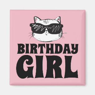 CHAT MAGNET DE FILLE D'ANNIVERSAIRE