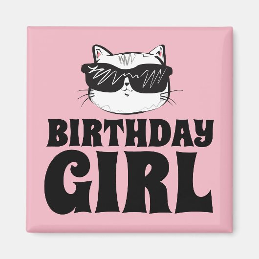 CHAT MAGNET DE FILLE D'ANNIVERSAIRE (Devant)