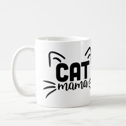 Chat Mama aux oreilles Café Mug - Cute Cat Maman C (Gauche)