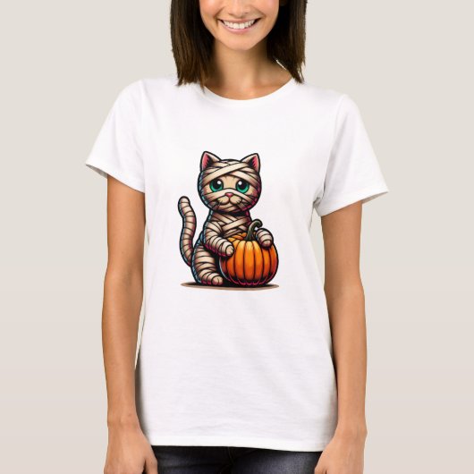 Chat maman Halloween T-Shirt -Chat mignon avec Cit (Devant)
