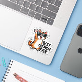 chat maman jamais autocollant (Ordinateur portable avec iPhone)