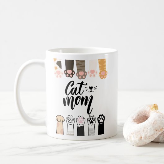 Chat Maman Mug - Cute Chat Paw Design - Cadeau pou (Avec donut)